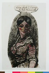 Dessin de Jeanne Duval avec une inscription à Paul Chenavard (1807-95)